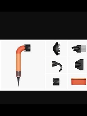 Orange Compact Hair Dryer with Multiple Styling Attachments